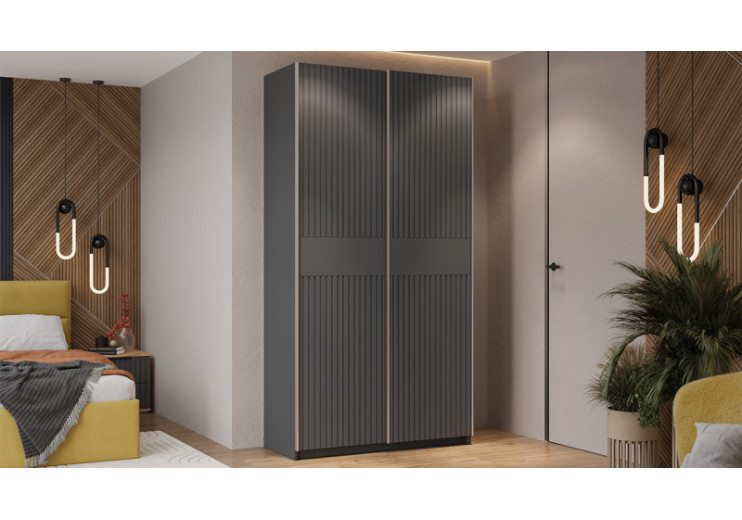 Шкаф-купе с 2 глухими дверями «Оскар Хилтон» Ручка серебро, Серый графит, Графит матовый