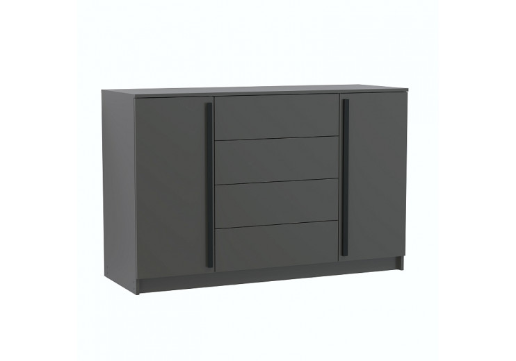 Комод 67.11 Брандо ЛДСП New (диамант серый/ДВПО белый/фасады ЛДСП диамант серый)