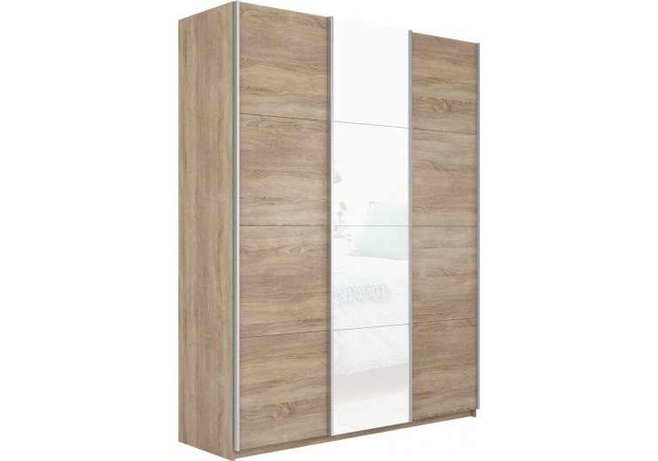 Шкаф-купе Прайм 3-х дверный (ЛДСП/Стекло белое/ЛДСП) Сонома