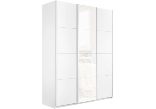 Шкаф-купе Прайм 3-х дверный (ЛДСП/Стекло белое/ЛДСП) Белый снег