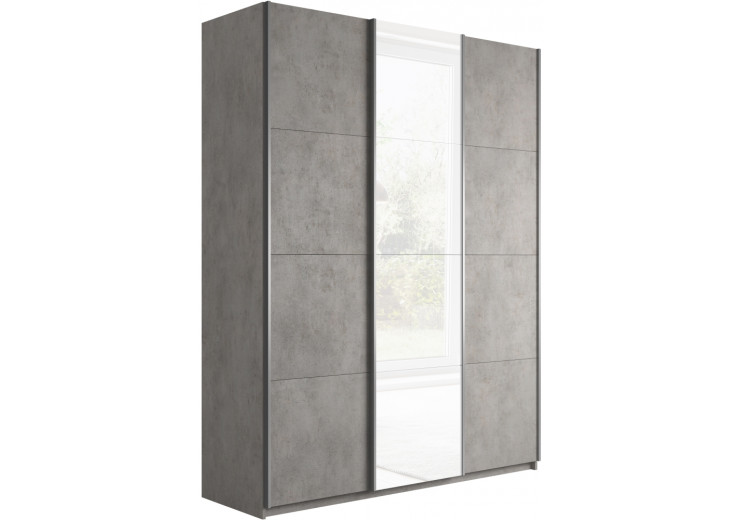 Шкаф-купе Прайм 3-х дверный (ЛДСП/Стекло белое/ЛДСП) Бетон