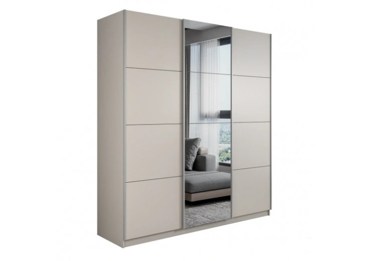 Шкаф-купе Прайм 3-х дверный (ЛДСП, Зеркало) кашемир