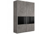 Шкаф-купе Прайм 2-х дверный (3 секции ДСП/стекло черное)бетон
